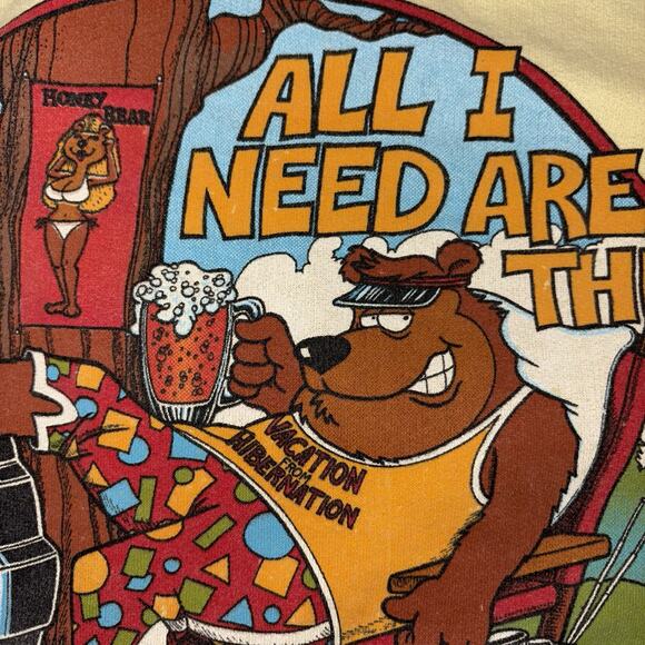 Vintage ALL I NEED ARE THE BEAR NECESSITIES Sun Sportswear Inc Md/Lg Sweatshirt - Picture 4 of 10